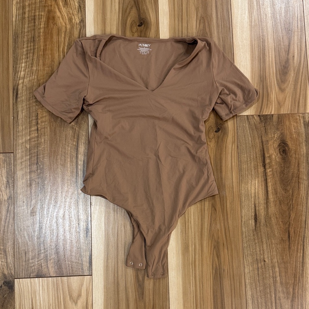 Elegant Brown Short Sleeve Bodysuit